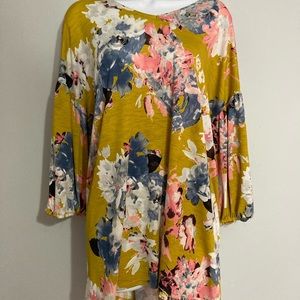 Mustard Floral Flowy Top